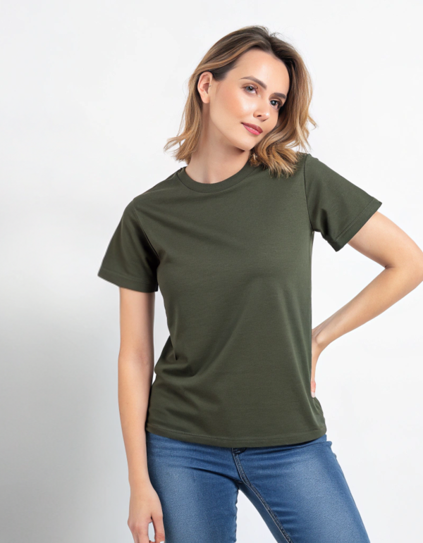 Moss Mirage Green Women Regular Fit Tee - Image 2