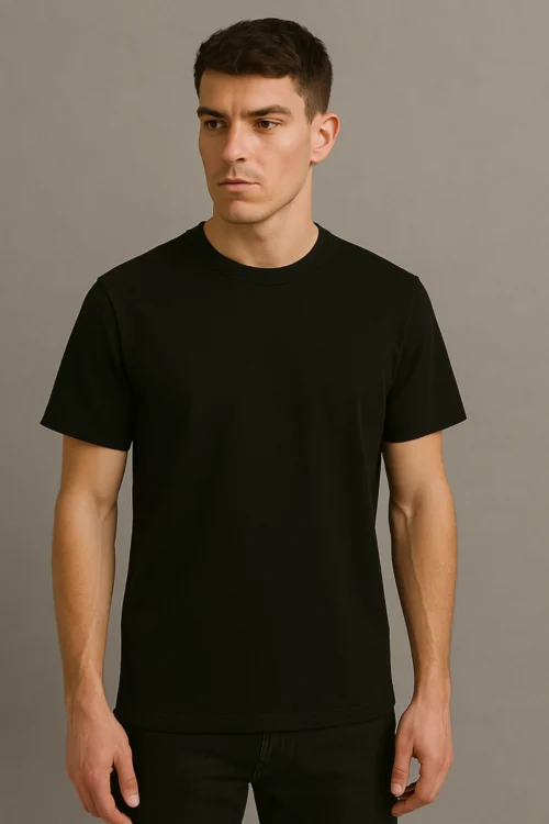 Black Men Regular Fit Tshirt