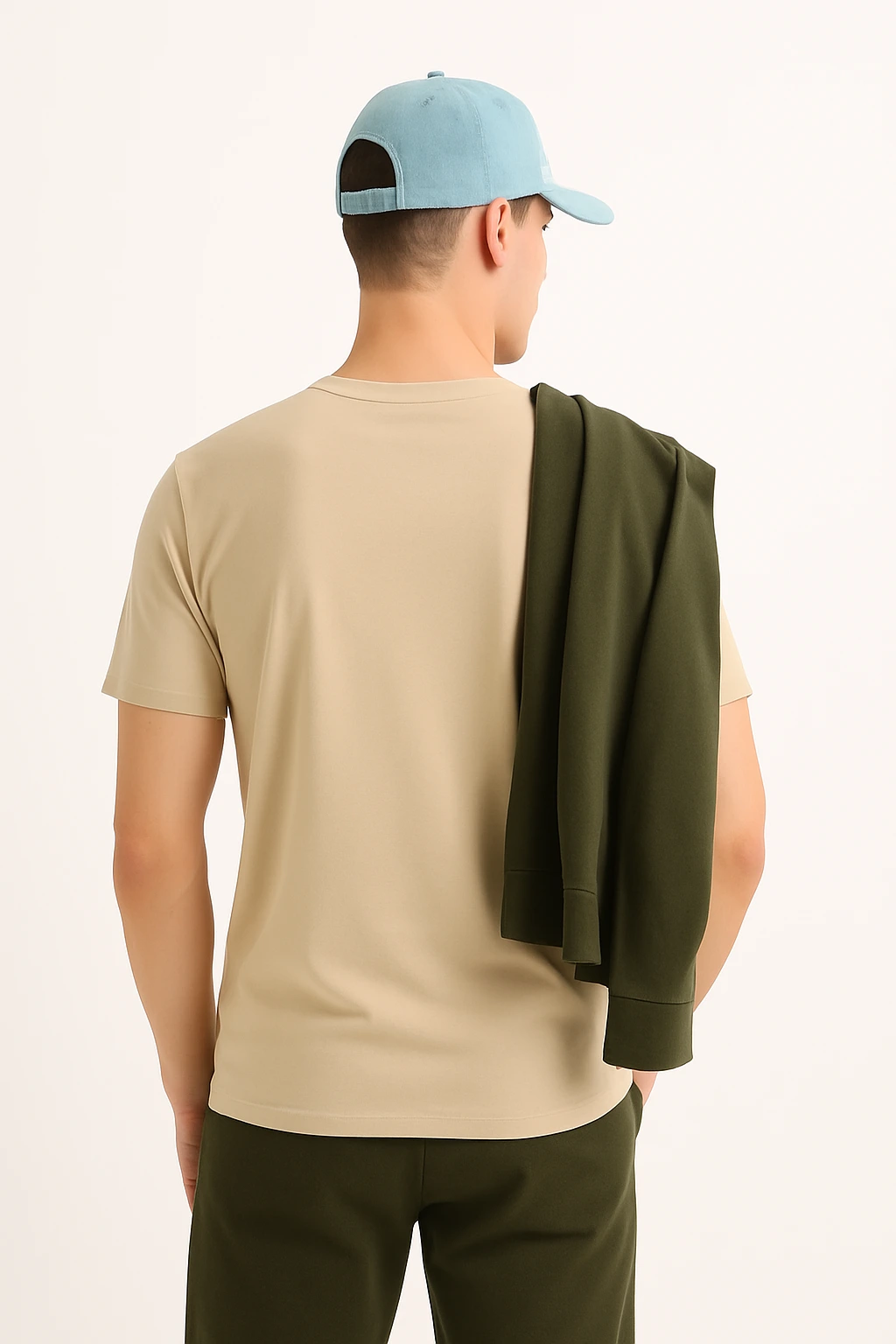 Resillie8 Beige Men Regular Fit T-Shirt featuring a soft cotton-polyester blend, ribbed neckline, straight-cut hem, and a flattering silhouette in a neutral beige tone for everyday comfort and style.