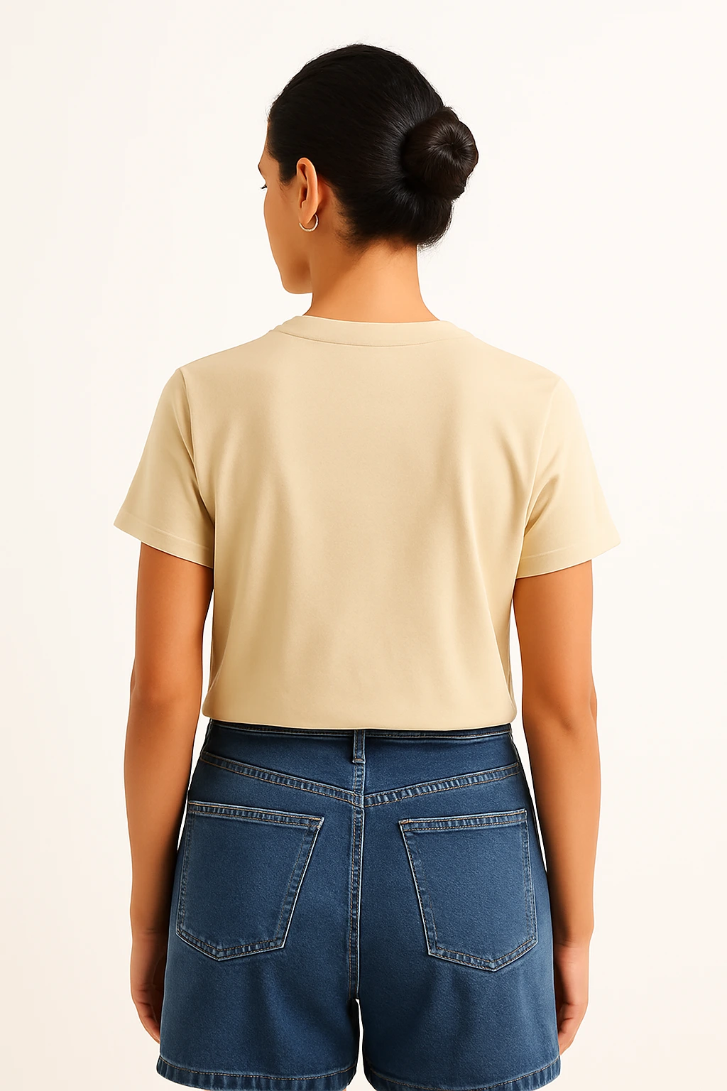 Resillie8 Beige Women’s Regular Fit T-Shirt featuring a soft cotton-polyester blend, ribbed neckline, straight-cut hem, and a flattering silhouette in a neutral beige tone for everyday comfort and style.
