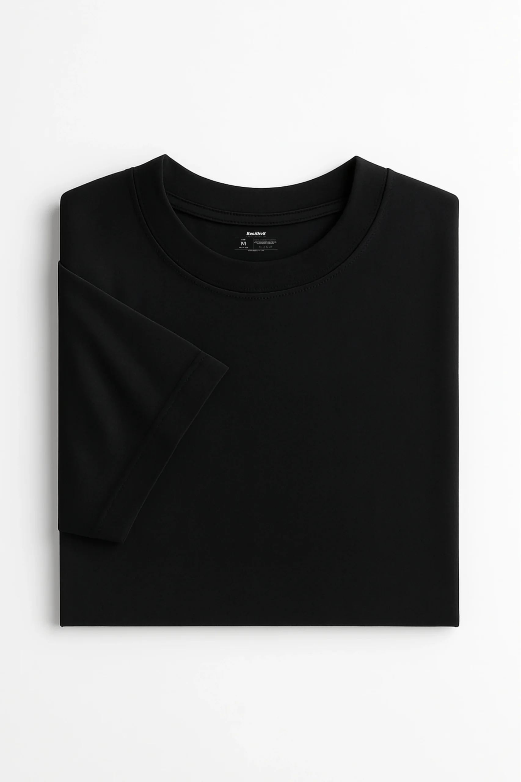 Resillie8 Black Women Oversized T-shirt featuring a relaxed fit, dropped shoulders, ribbed neckline, and straight-cut hem, made from a soft cotton-polyester blend for all-day comfort and effortless style.