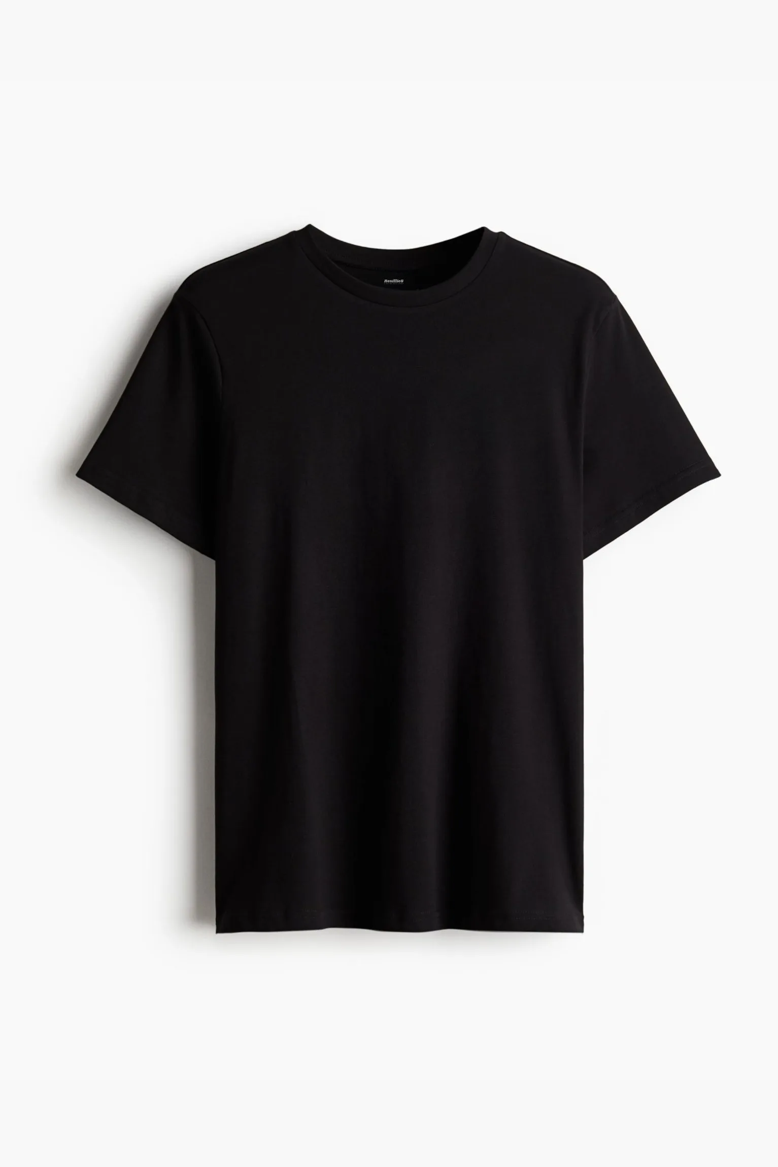 Resillie8 Black Women Regular Fit T-shirt featuring a classic crew neck, straight hem, and relaxed fit, crafted from a soft cotton-polyester blend for breathable comfort, wrinkle resistance, and everyday durability.