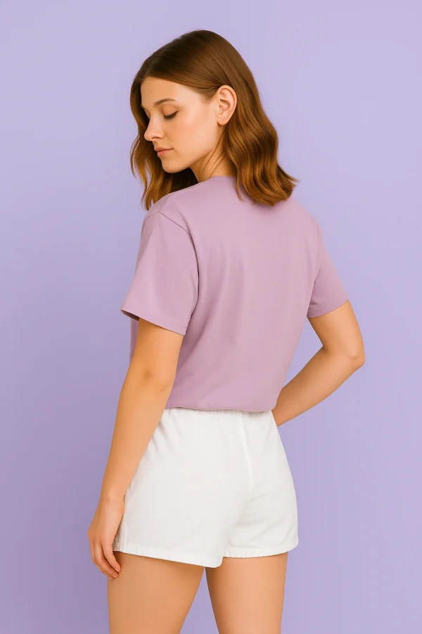 Lavender Women Regular Fit Tshirt - Image 4