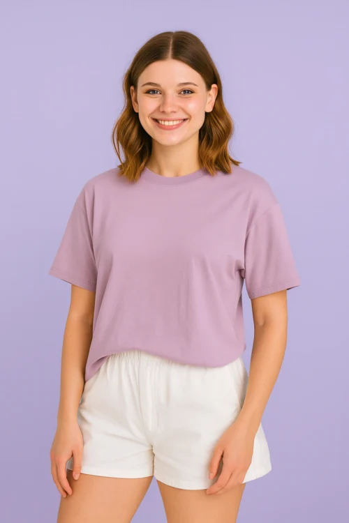 Lavender Women Regular Fit Tshirt