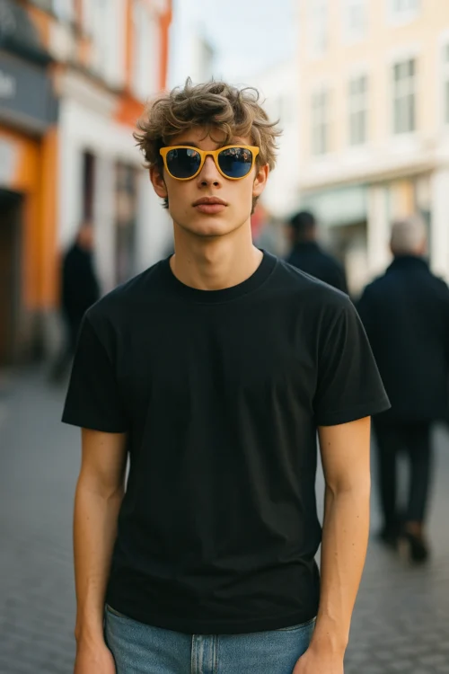Black Men Regular Fit Tshirt