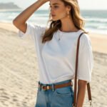 Resillie8 White Women’s Oversized T-Shirt featuring soft cotton-polyester fabric, relaxed dropped shoulders, ribbed crew neckline, and straight-cut hem—designed for breathable comfort and casual-chic style.