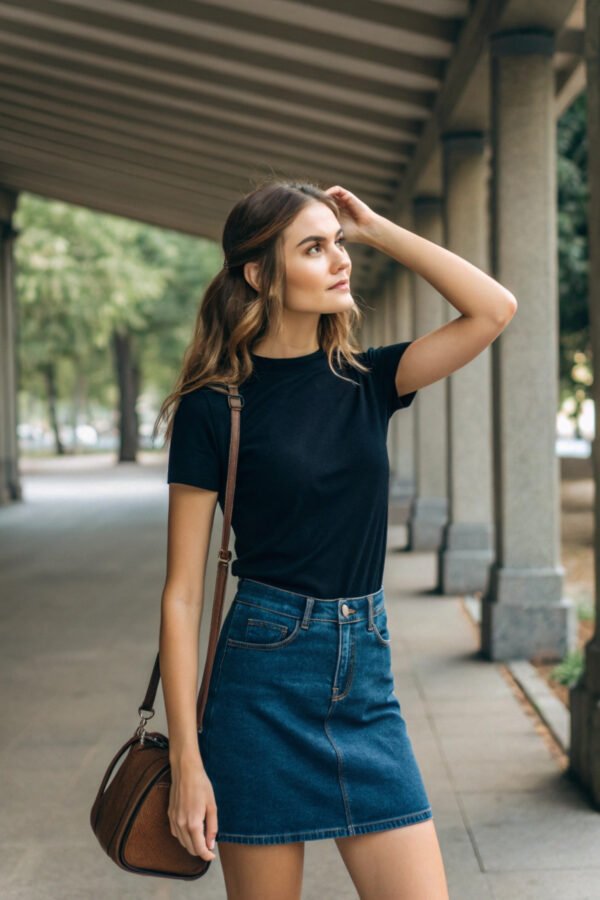 Resillie8 Black Women’s Regular Fit T-Shirt made from a soft cotton-polyester blend, featuring a ribbed neckline, straight-cut hem, and a flattering silhouette for a sleek, everyday look.