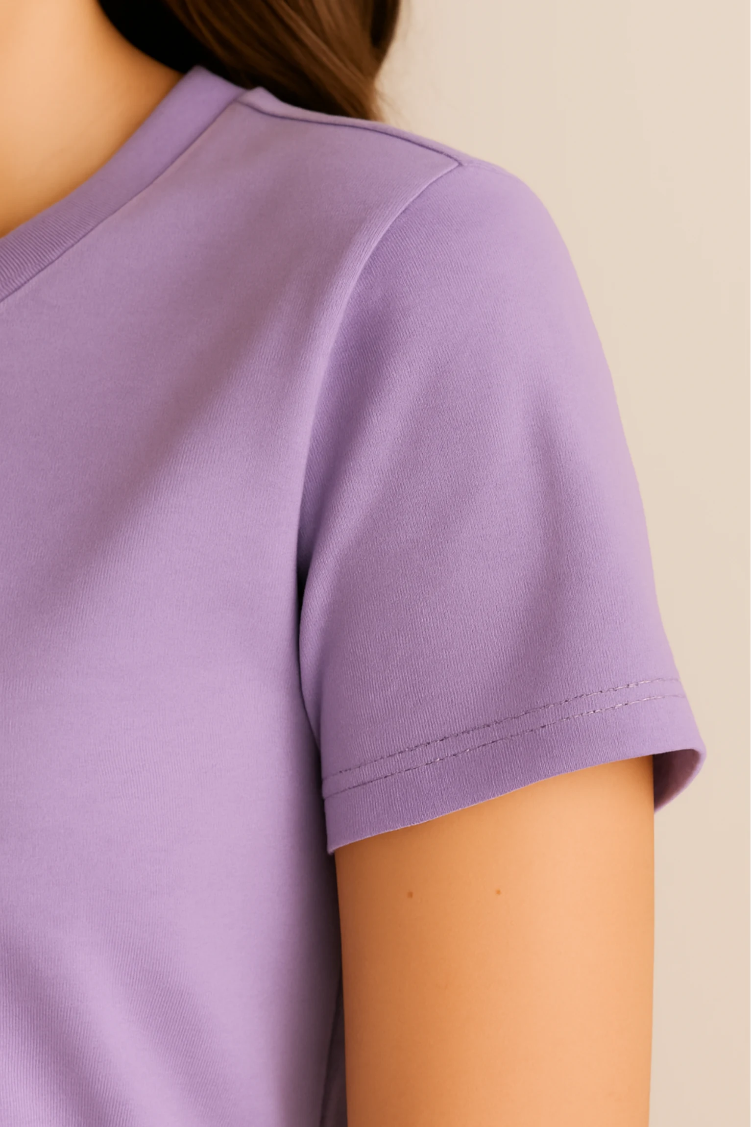 Resillie8 Lavender Women’s Regular Fit T-Shirt featuring a soft cotton-polyester blend, ribbed neckline, straight-cut hem, and a comfortable silhouette in a soothing lavender hue.