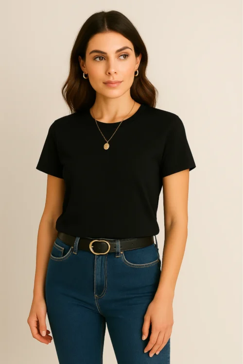 Black Women Regular Fit Tshirt