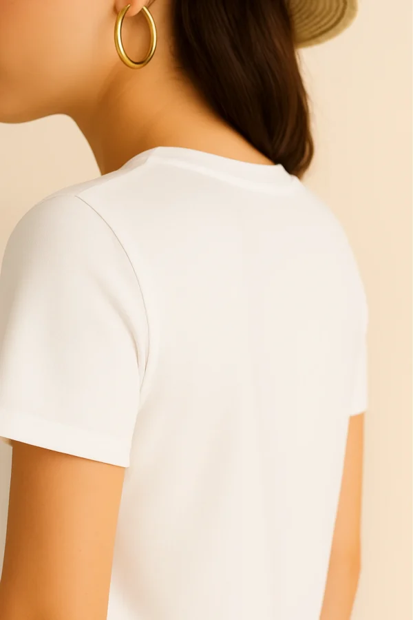 White Women Regular Fit Tshirt - Image 2