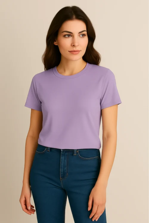 Lavender Women Regular Fit Tshirt