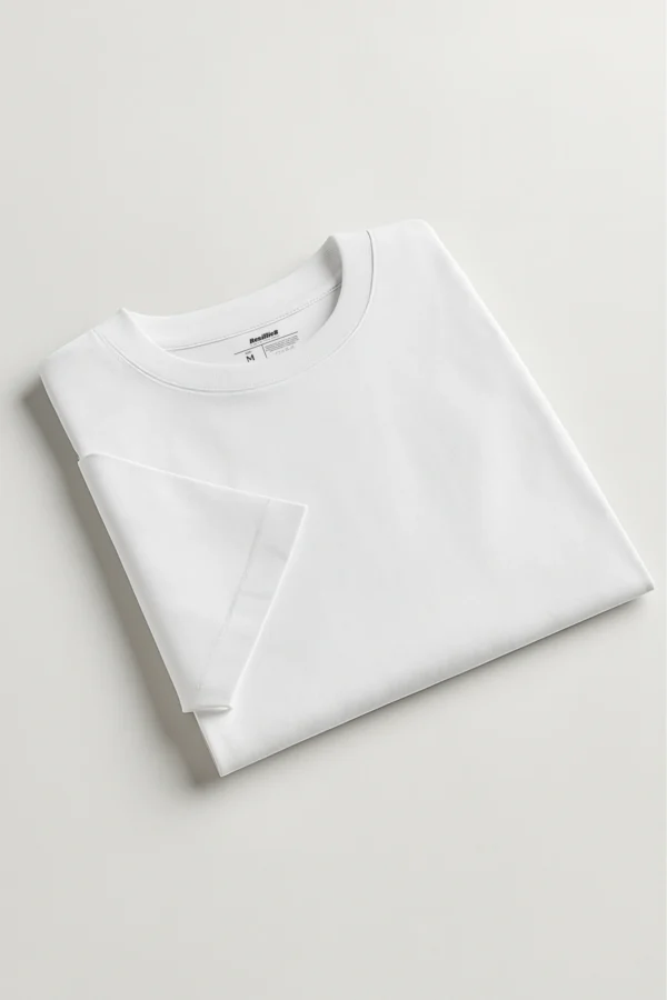 Resillie8 White Women’s Oversized T-Shirt featuring soft cotton-polyester fabric, relaxed dropped shoulders, ribbed crew neckline, and straight-cut hem—designed for breathable comfort and casual-chic style.