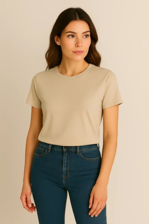 Beige Women Regular Fit Tshirt