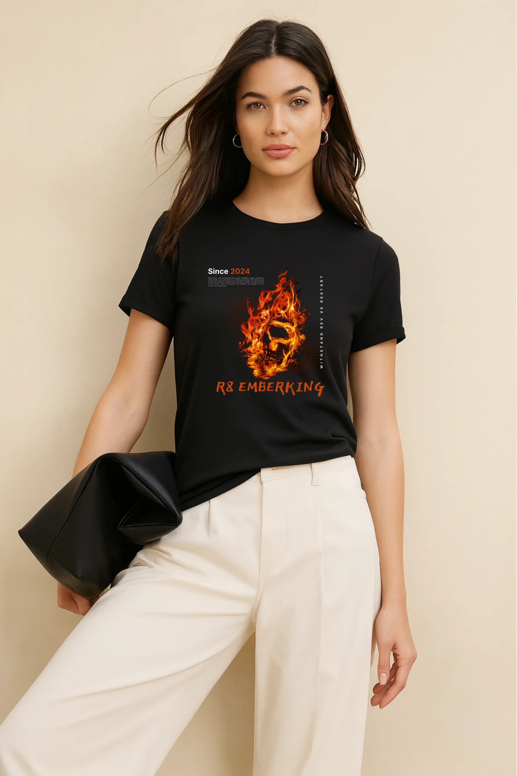 R8 Emberking printed regular fit t-shirt made from soft 180 GSM single jersey cotton-poly blend fabric with breathable comfort and durable everyday style