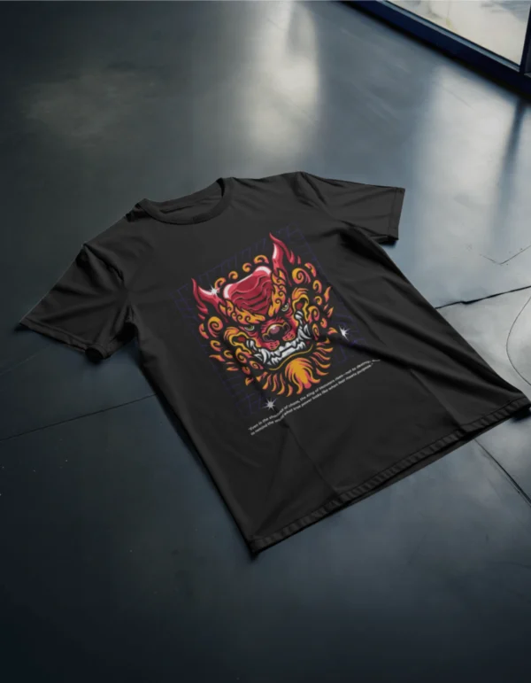 Black "King of Monsters" graphic T-shirt with bold monster illustration, made from 100% bio-washed cotton, 180 GSM, featuring Lycra ribbed neck.