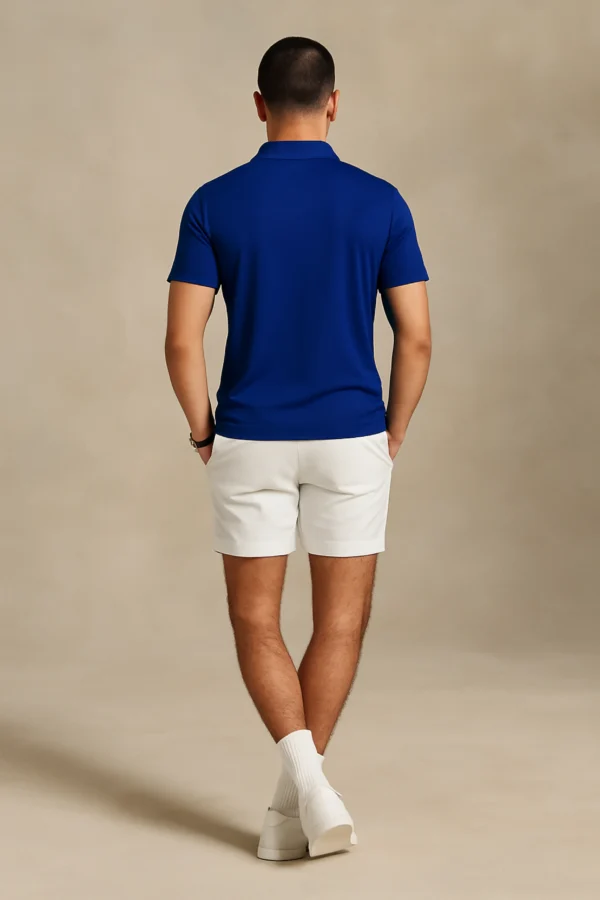 Royal blue dry-fit sports polo t-shirt made from premium micro-poly fabric with breathable dot knit texture at 170 GSM for comfort and performance.