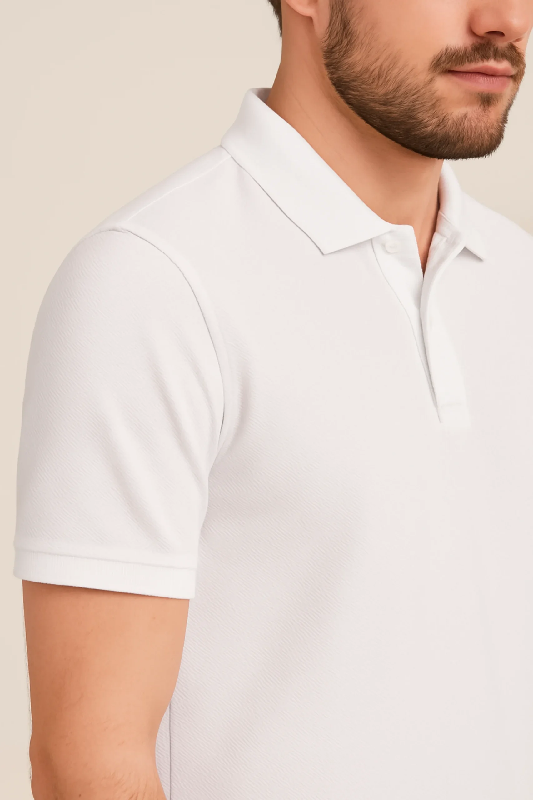 Resillie8 White Dry Fit Short Sleeve Polo T-Shirt – breathable, lightweight fabric with a classic collared design, perfect for casual and athletic wear.