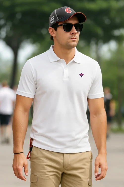 White Men’s Sports Polo Collar T-Shirt