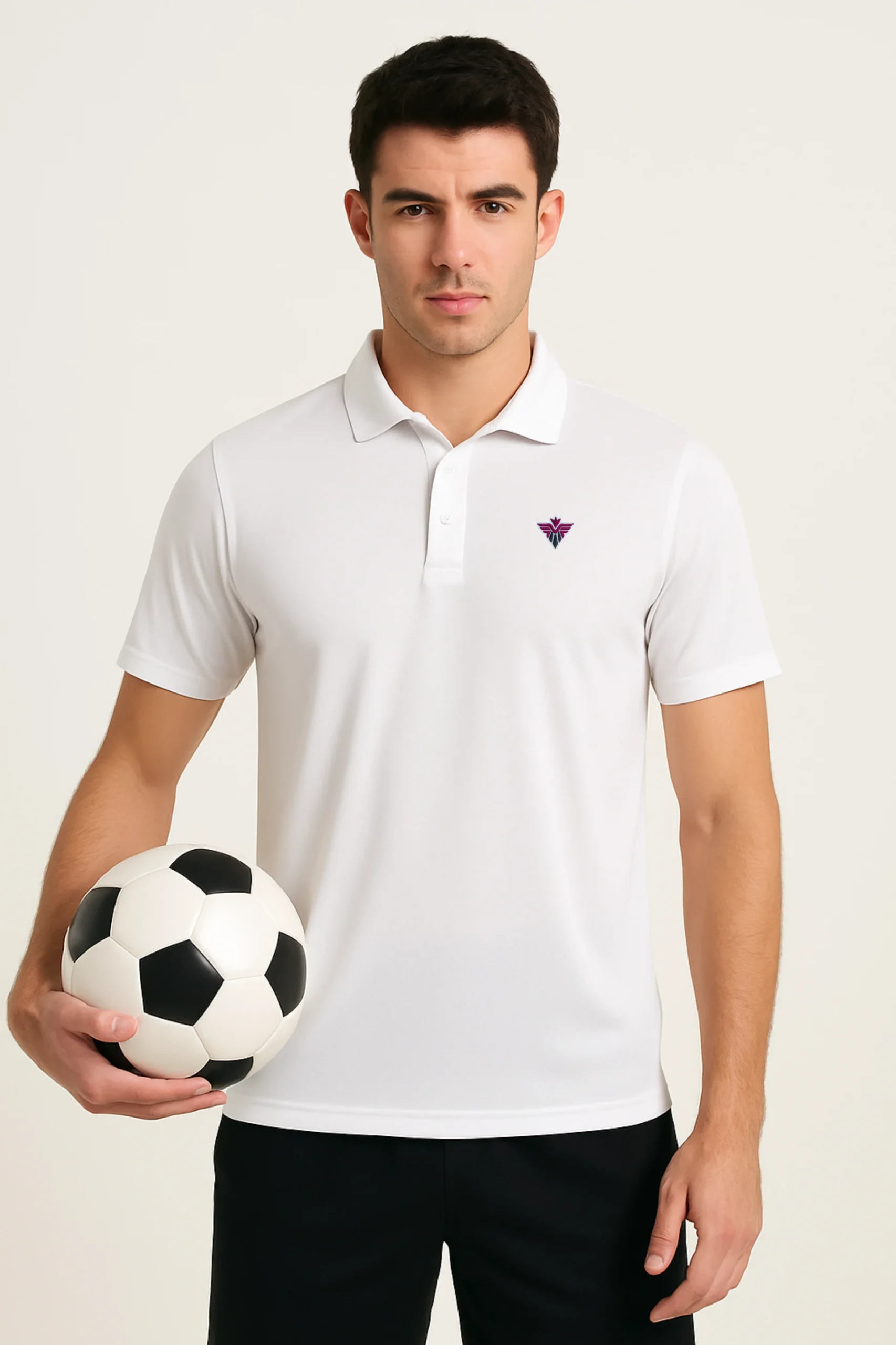 Resillie8 White Dry Fit Short Sleeve Polo T-Shirt – breathable, lightweight fabric with a classic collared design, perfect for casual and athletic wear.