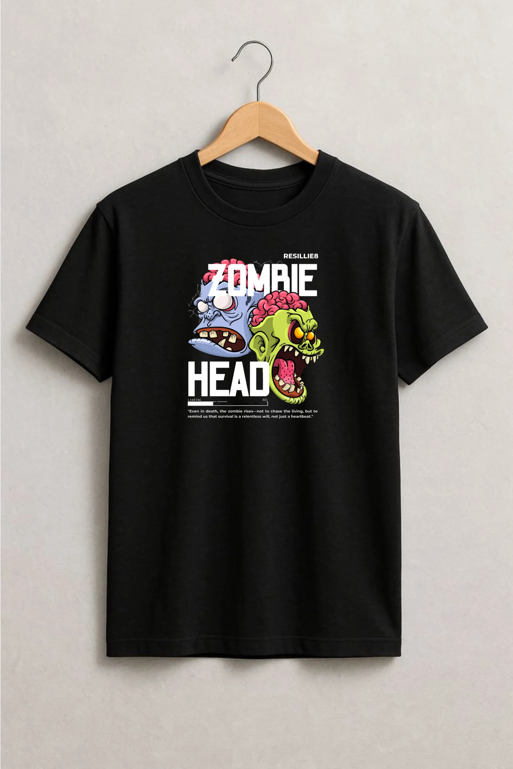 Zombie Head printed regular fit t-shirt made from soft 180 GSM single jersey cotton-poly blend fabric with breathable comfort and durable everyday style