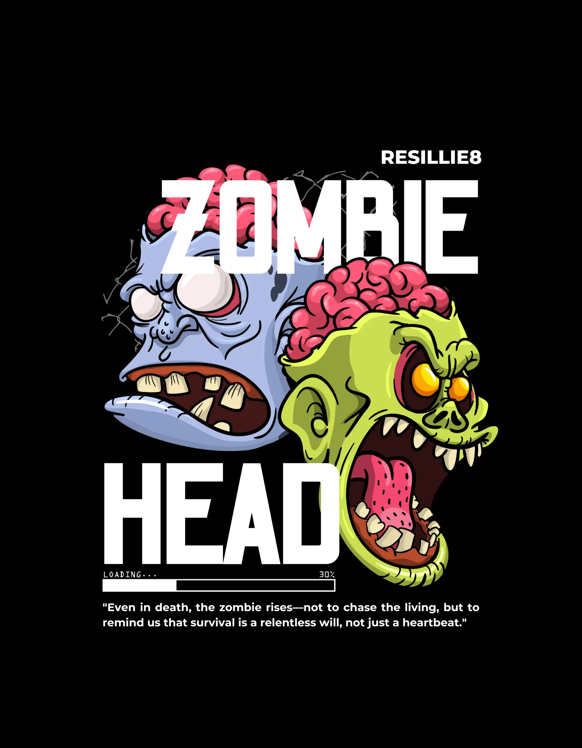 Zombie Head printed regular fit t-shirt made from soft 180 GSM single jersey cotton-poly blend fabric with breathable comfort and durable everyday style