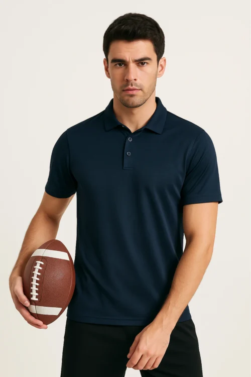 Navy Blue Men’s Sports Polo Collar T-Shirt