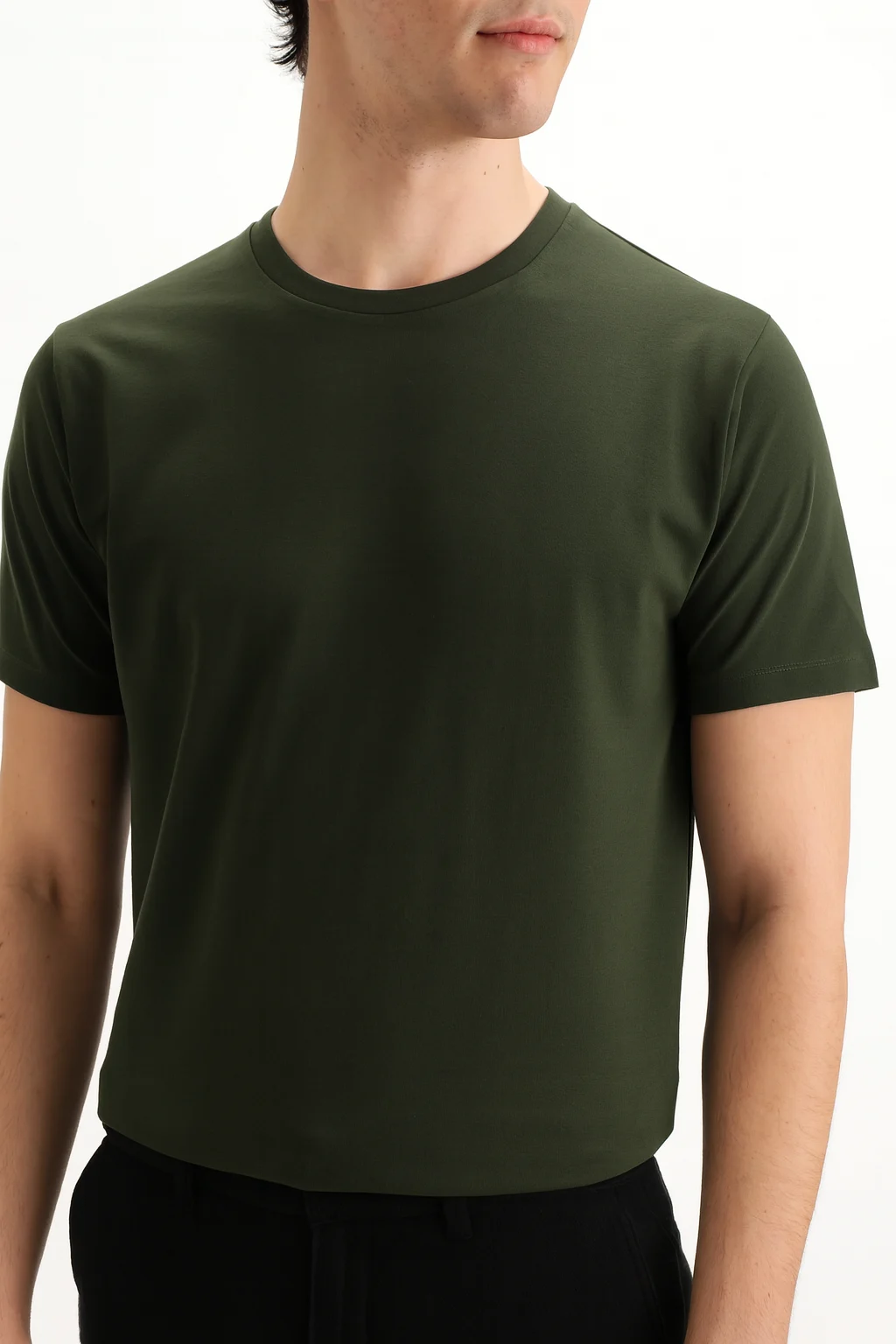 Olive Green Men Regular Fit Tshirt - Image 4