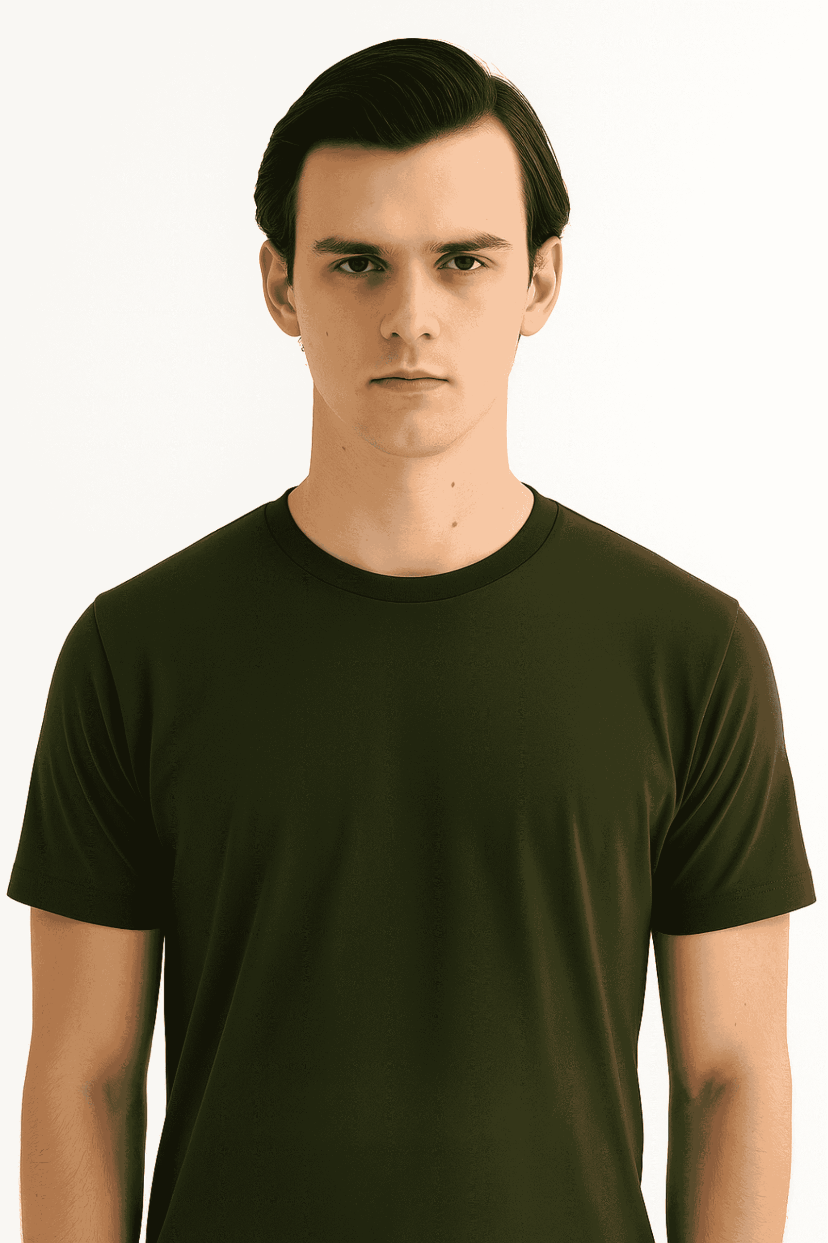 Olive Green Men Regular Fit Tshirt - Image 3