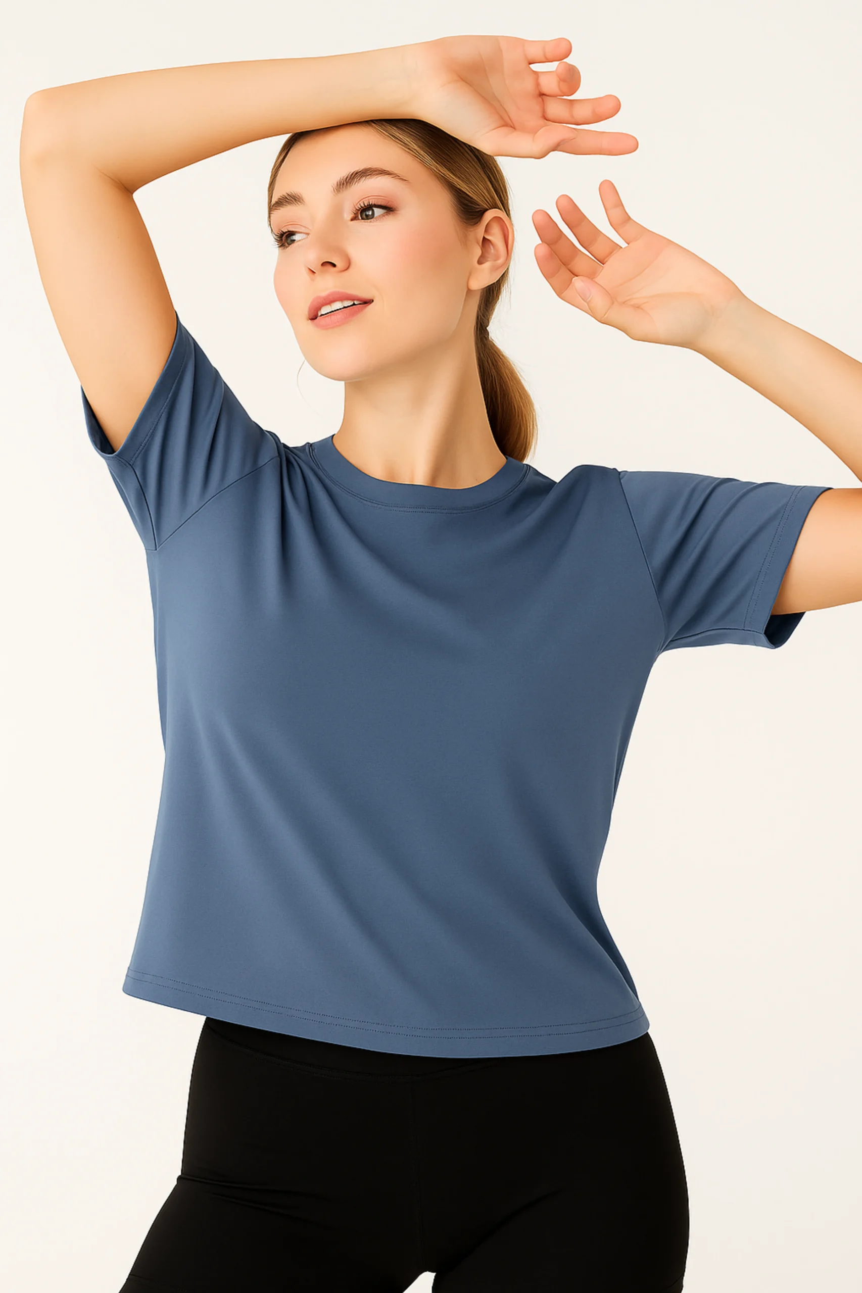 Grey Blue Women Regular Fit Tshirt - Image 2