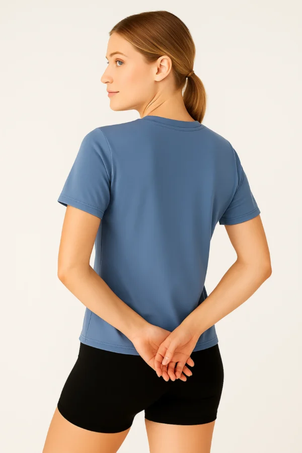Grey Blue Women Regular Fit Tshirt - Image 3