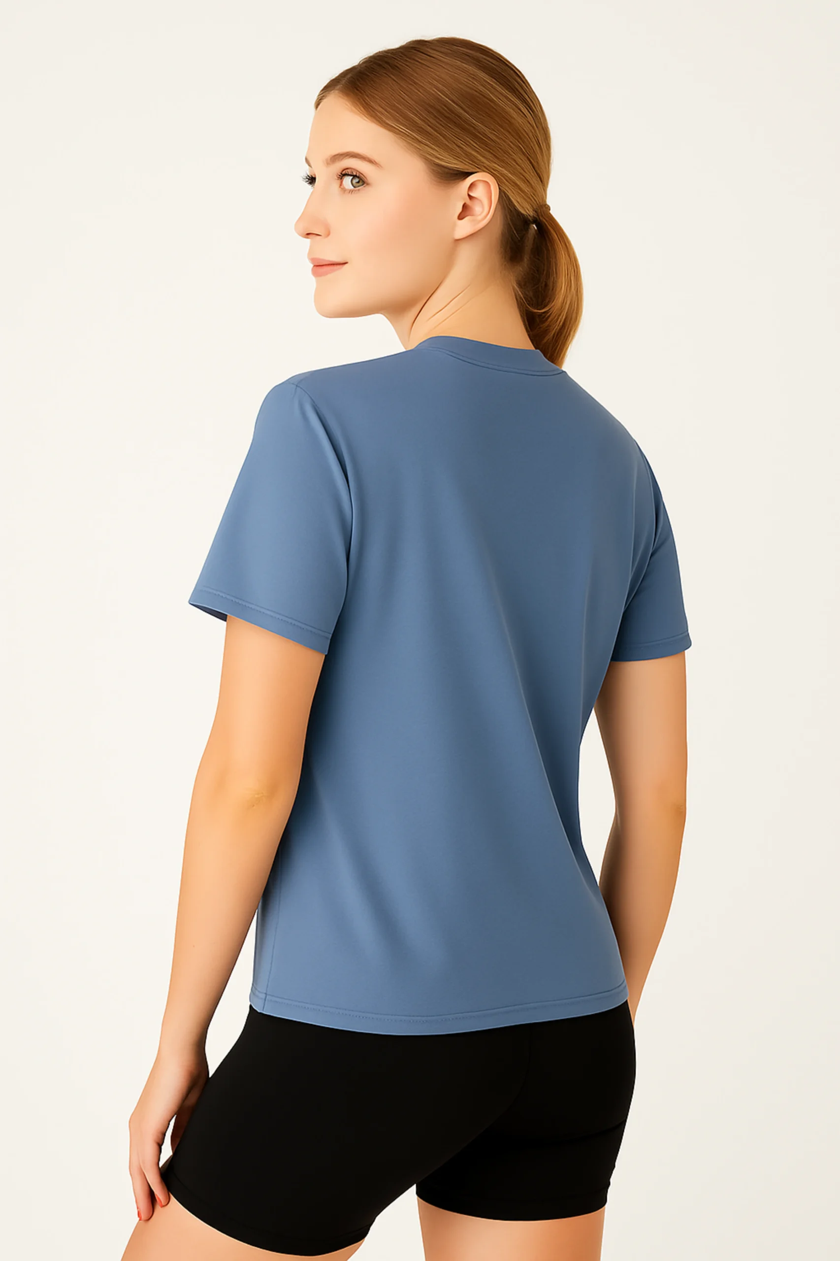 Grey Blue Women Regular Fit Tshirt - Image 4