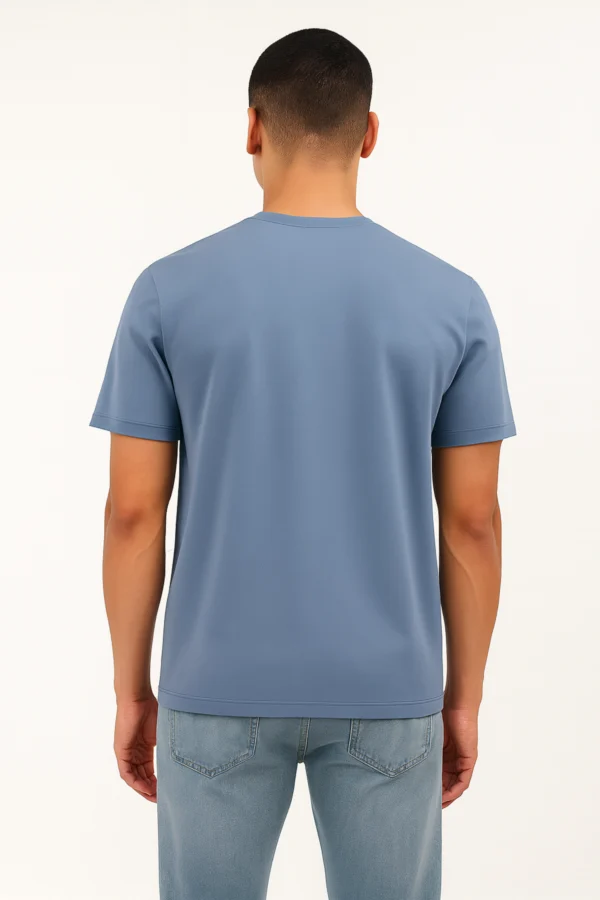 Grey Blue Men Regular Fit Tshirt - Image 3