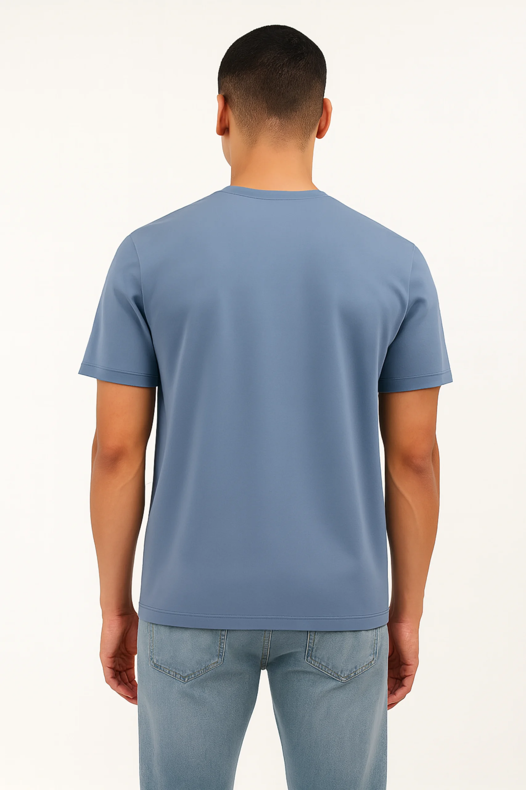 Grey Blue Men Regular Fit Tshirt - Image 3