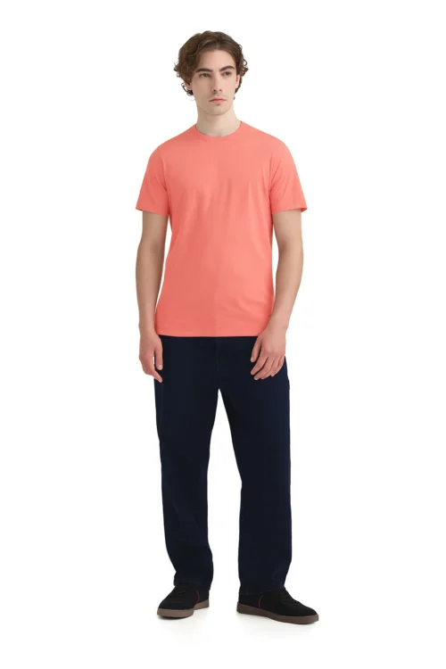Peach Men Regular Fit Tshirt