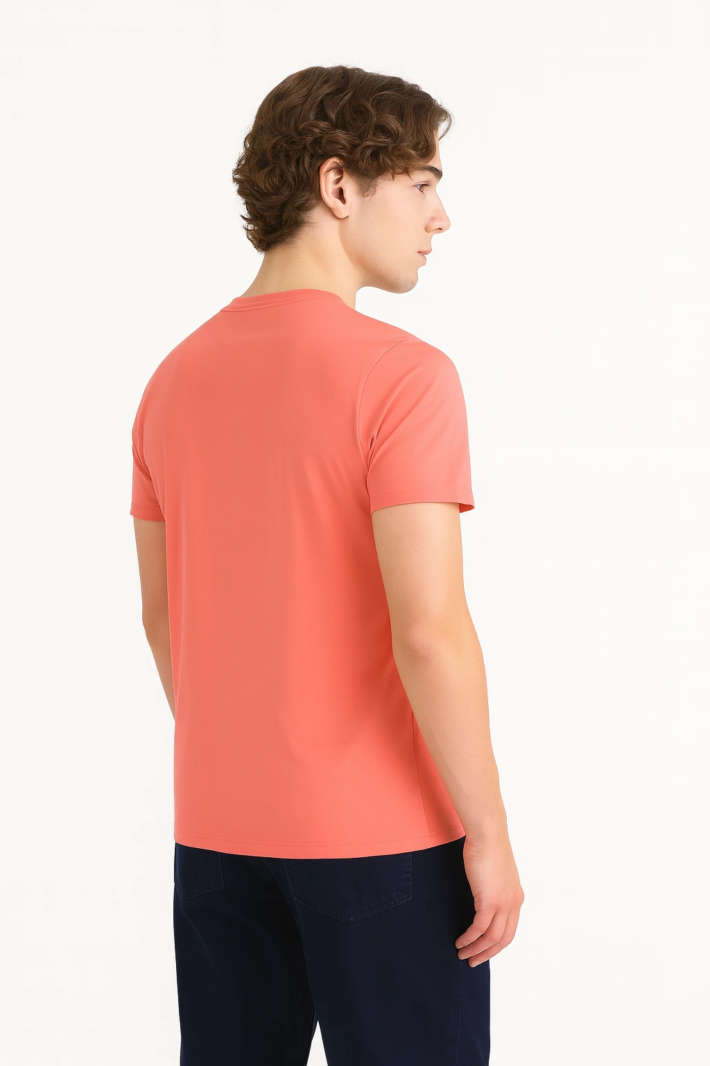 Peach Men Regular Fit Tshirt - Image 2