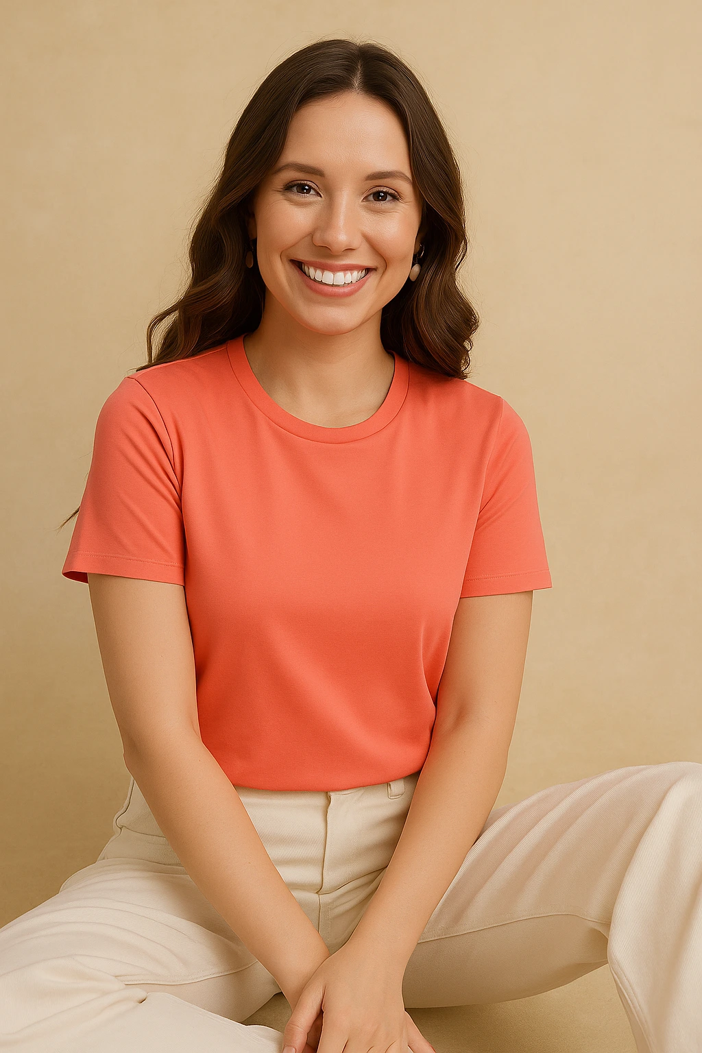 Peach Women Regular Fit Tshirt - Image 2