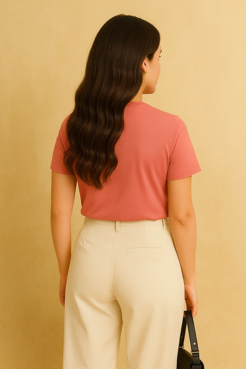 Peach Women Regular Fit Tshirt - Image 3