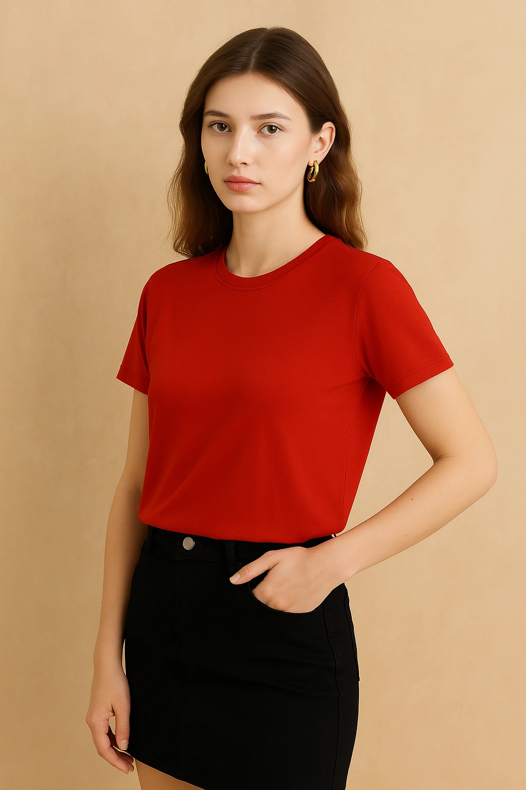 Red Women Regular Fit Tshirt - Image 3
