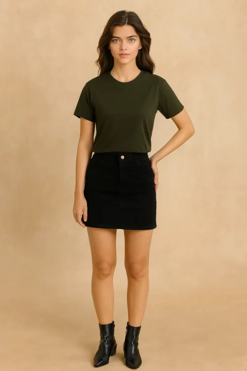 Olive Green Women Regular Fit Tshirt