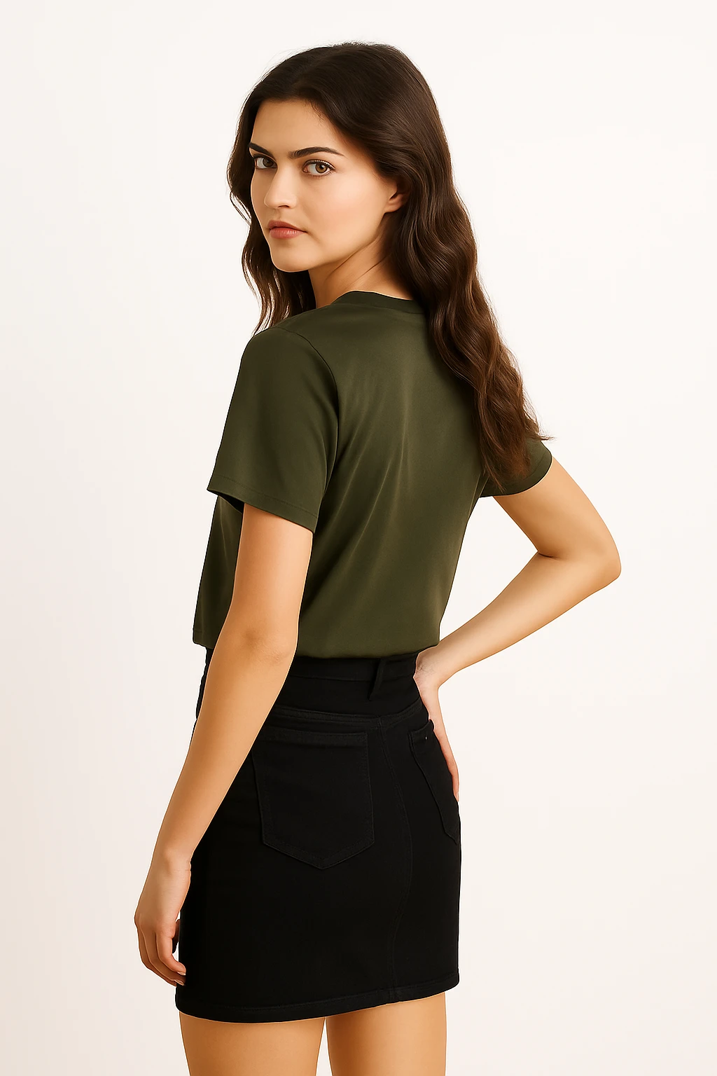 Olive Green Women Regular Fit Tshirt - Image 3