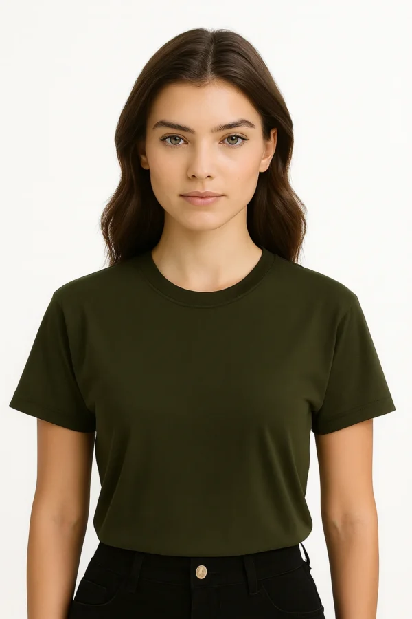 Olive Green Women Regular Fit Tshirt - Image 2