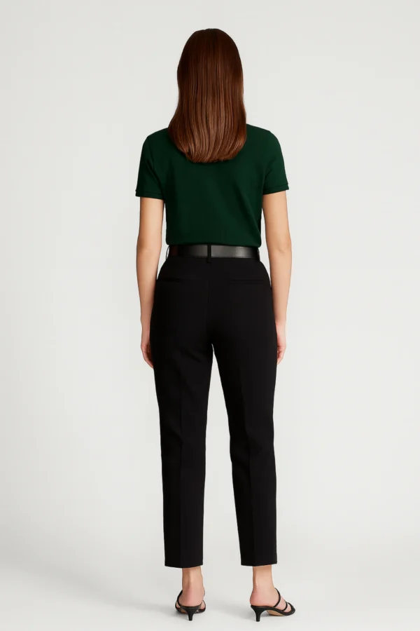 Dark green polo t-shirt crafted from premium cotton blend double piqué fabric with short sleeves, buttoned collar, and regular fit.