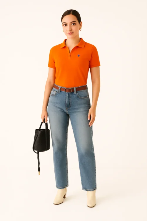 Orange Women Polo Tshirt