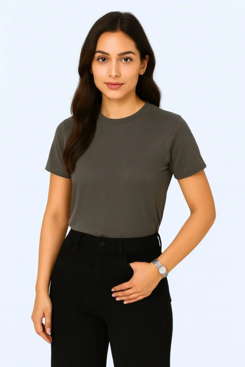 Grey Women Regular Fit Tshirt