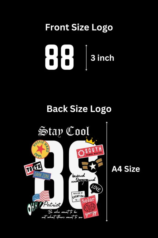 88 oversized t-shirt made from premium 240 GSM French Terry fabric, 52% cotton and 48% polyester blend, with bold graphic and relaxed fit