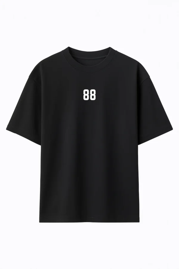88 oversized t-shirt made from premium 240 GSM French Terry fabric, 52% cotton and 48% polyester blend, with bold graphic and relaxed fit