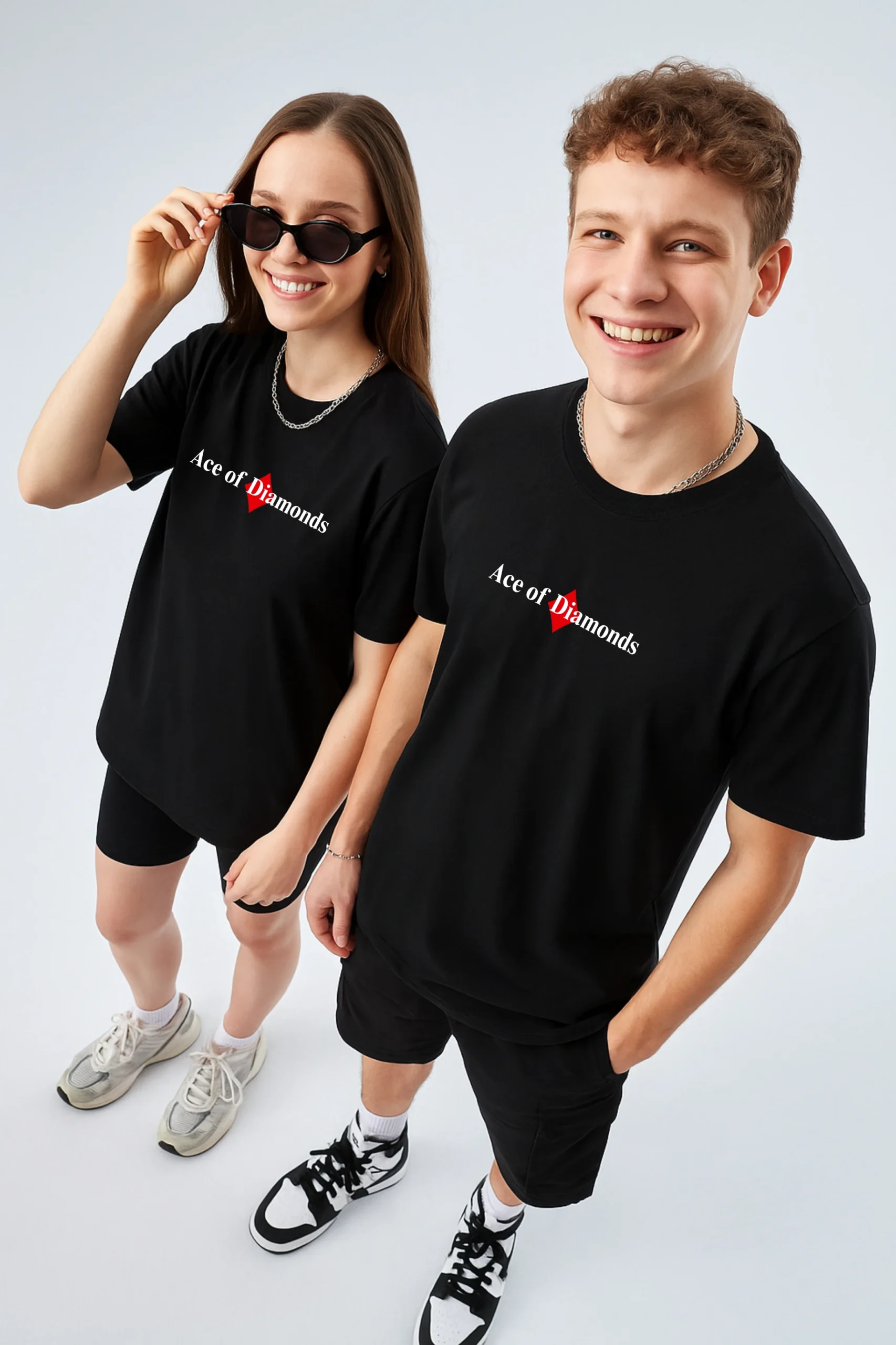 Ace of Diamond printed regular fit t-shirt made from soft 180 GSM single jersey cotton-poly blend fabric with breathable comfort and durable style