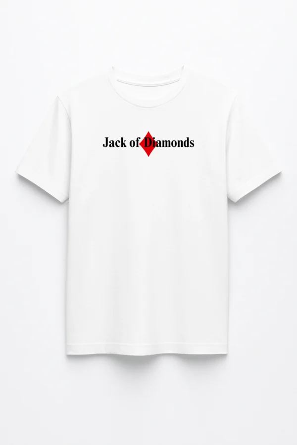 Ace of Diamond printed regular fit t-shirt made from soft 180 GSM single jersey cotton-poly blend fabric with breathable comfort and durable style