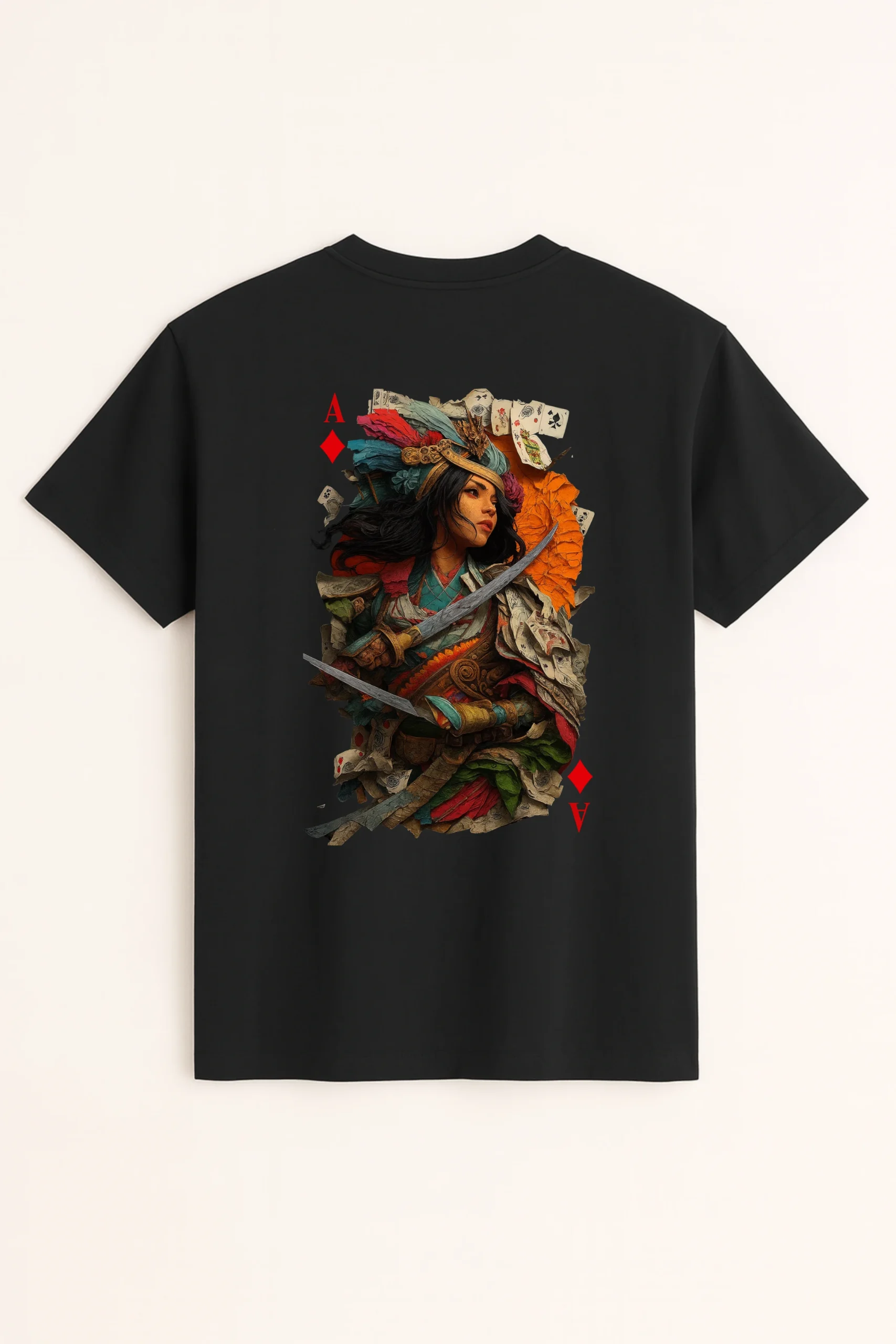 Ace of Diamond printed regular fit t-shirt made from soft 180 GSM single jersey cotton-poly blend fabric with breathable comfort and durable style