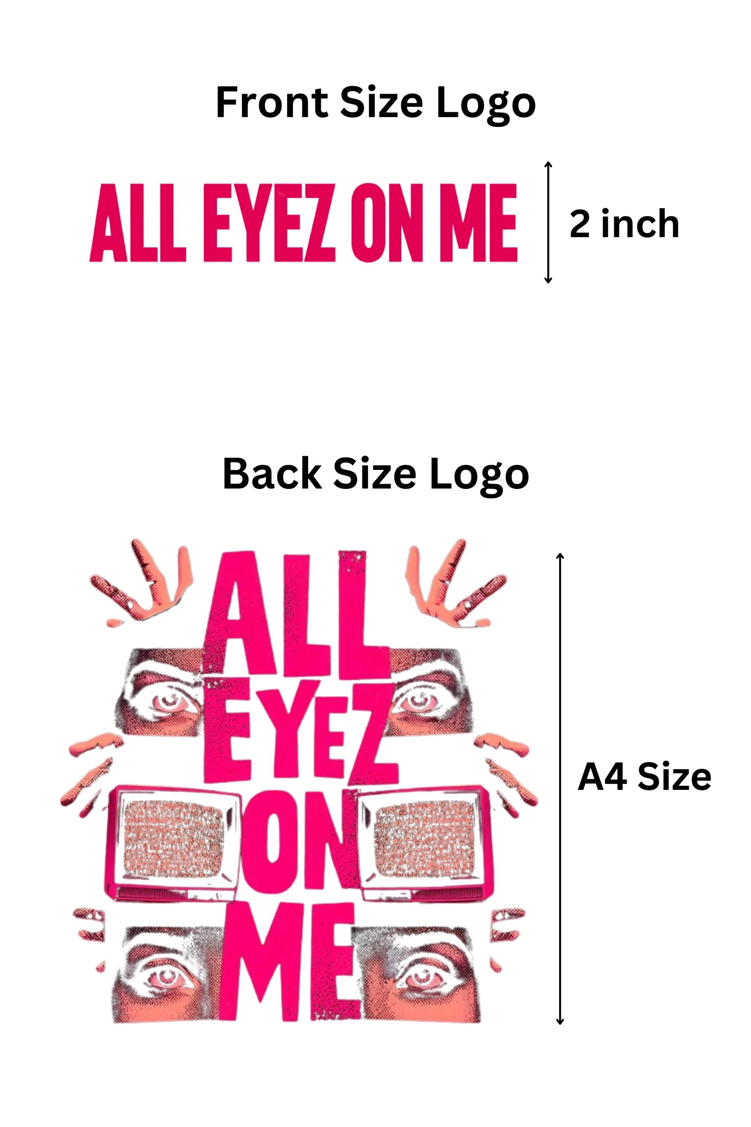 All Eyez On Me oversized t-shirt made from premium 240 GSM French Terry fabric, 52% cotton and 48% polyester blend, with bold graphic and relaxed fit.